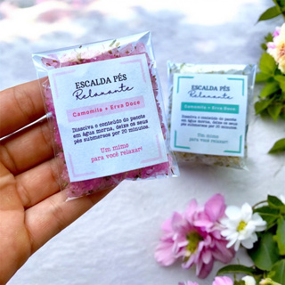 100/200/300 escalda pés para lembrancinha camomila e erva doce mimo aniversário cliente rosa branco azul amarelo natal em Oferta na Shopee