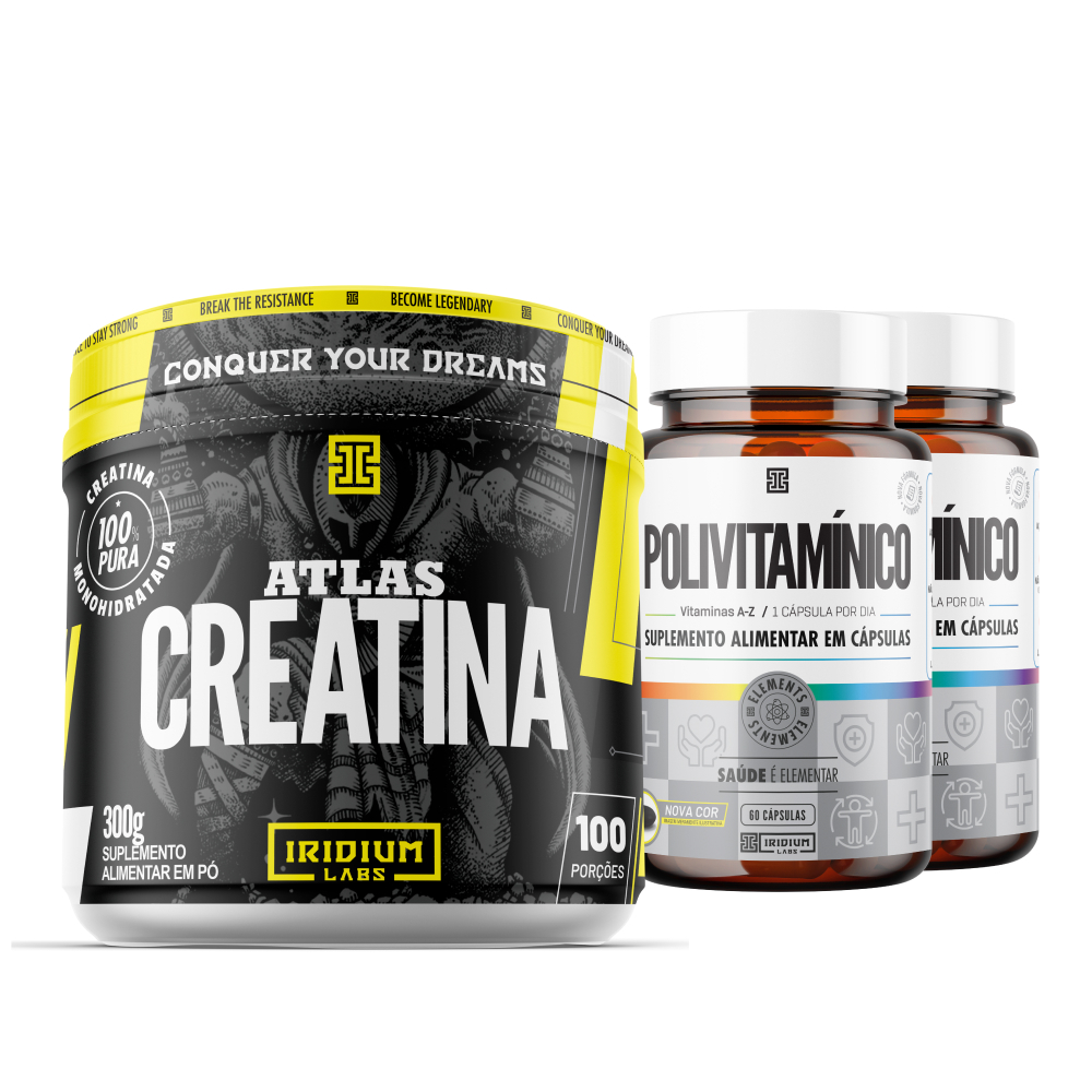 Kit Creatina Atlas 300g + 2x Polivitamínico - Iridium Elements - Health