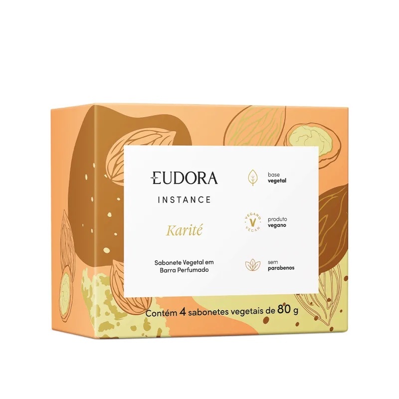 Sabonete Eudora Vegetal em Barra Perfumado Instance Karité