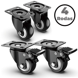 Kit 4 Rodinhas para Móveis Pesados Rodízio Giratório Rodas Giratórias Borracha Com Trava …