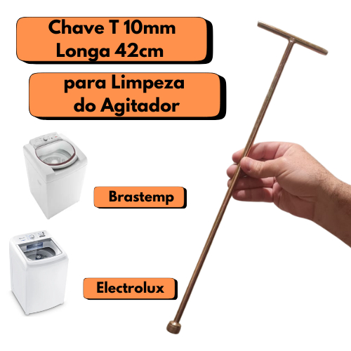 Chave T10mm Longa 42cm Para Limpeza Agitador Brastemp Electrolux