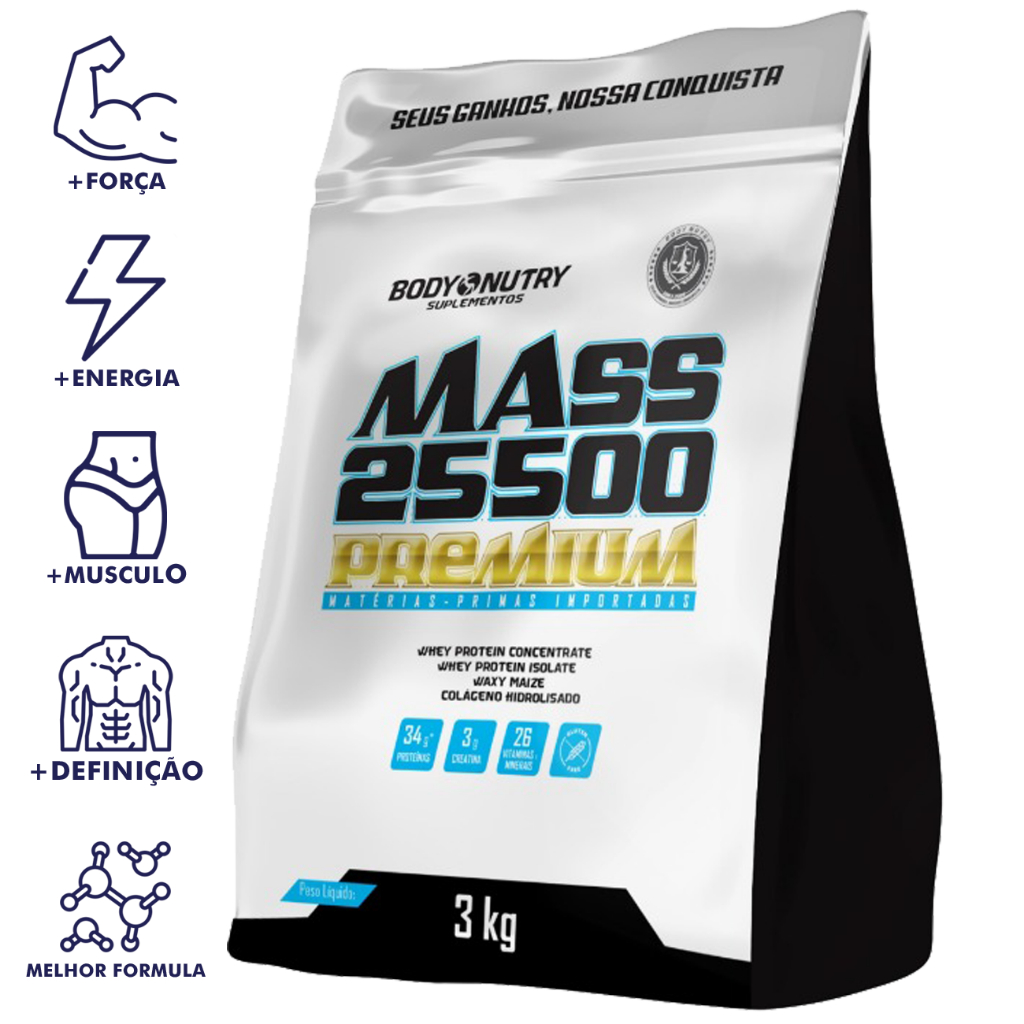 Body Nutry Mass 25500 3g - Com Creatina Dobre A Massa Muscular