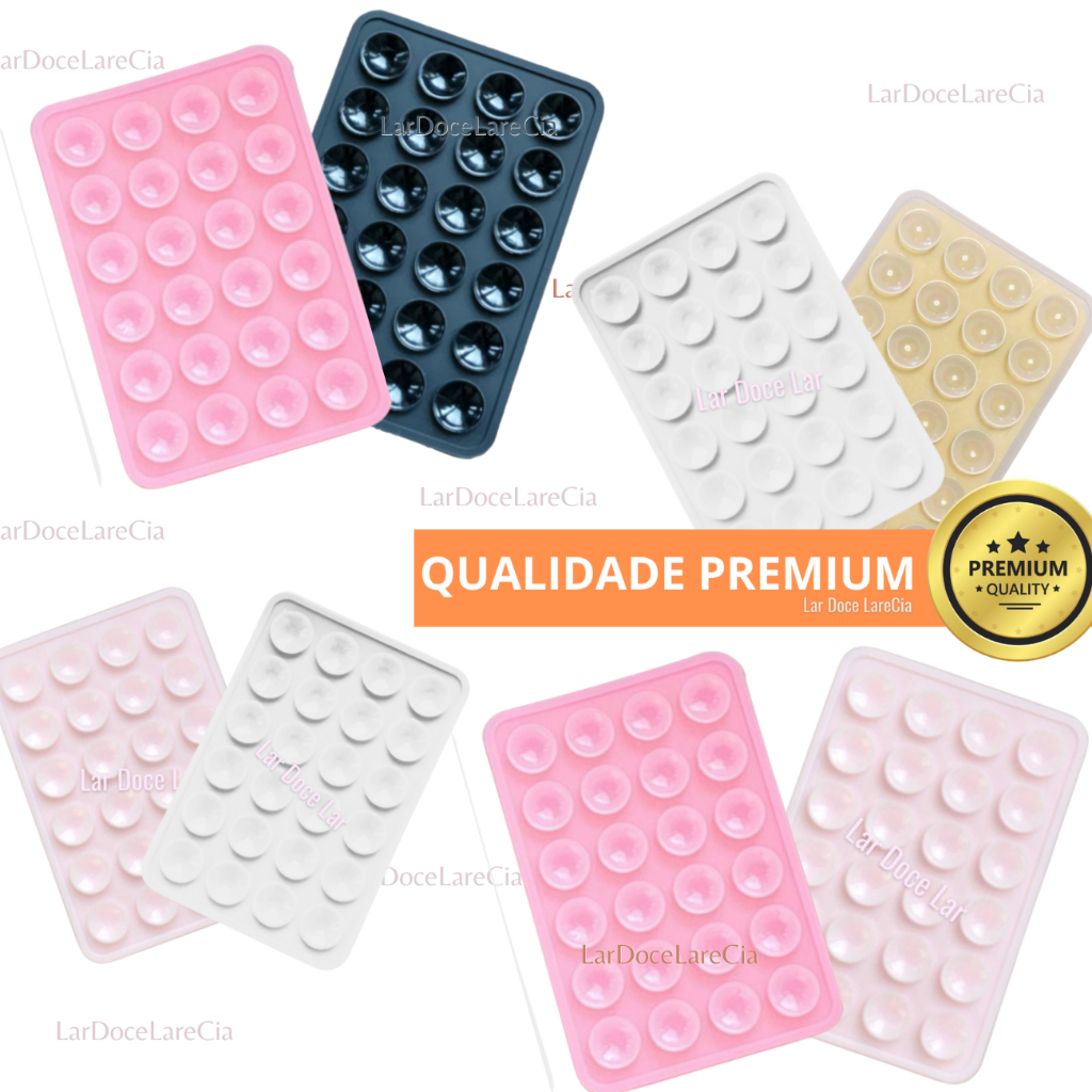 Kit 2 cores de Suportes de Capinha Celular Adesivo de Silicone com Ventosa Premium - 2 Cores