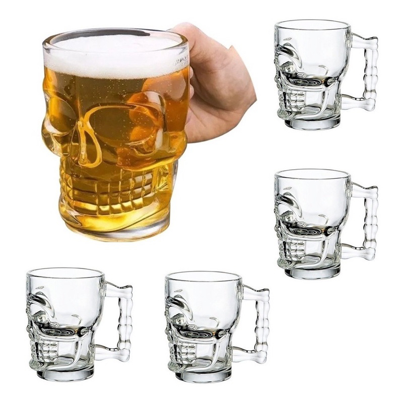 Caneca Caveira para Chopp e Cerveja de Vidro Rock Style Transparente 525 ml - Unidade em Oferta na Shopee