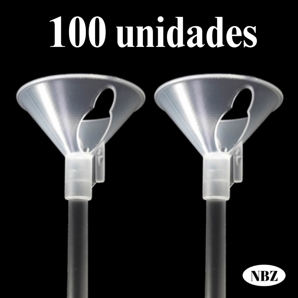 Kit 100 Unidades Pega Balão Vareta Suporte 33cm TRANSPARENTE haste incolor 200 50