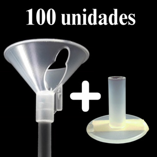 100 Unid Pega Balão Bexiga Bubble 33cm Vareta Suporte haste canudo com base de mesa autoadesiva festa em Oferta na Shopee