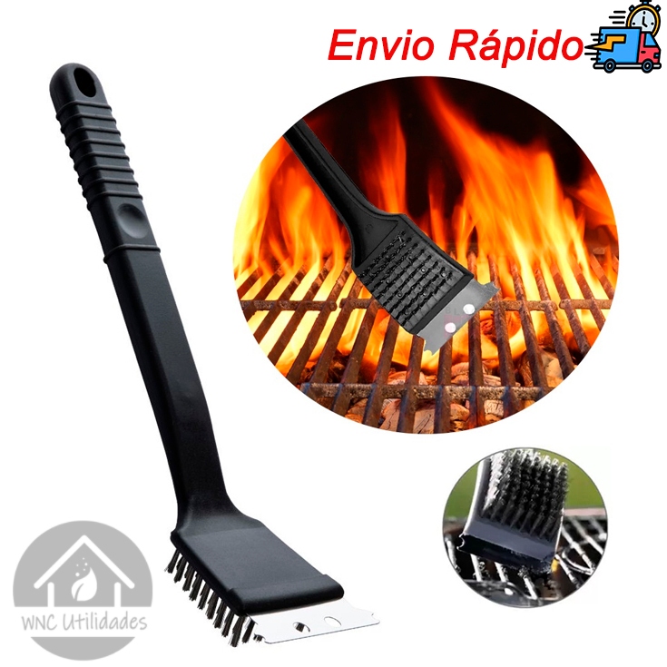 Escova Para Grelha Cerdas de Aço Limpa Grelha de Churrasqueira Com Raspador Multiuso Universal em Oferta na Shopee