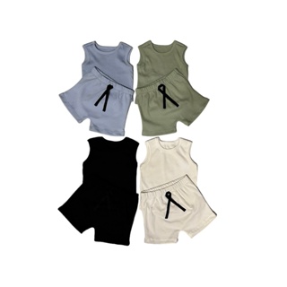 Kit 2 Peças Infantil Bebê Recém Nascido Ribana 1x1 de Alta Qualidade Confortavél Contendo 1 Regata e 1 Shorts em Oferta na Shopee