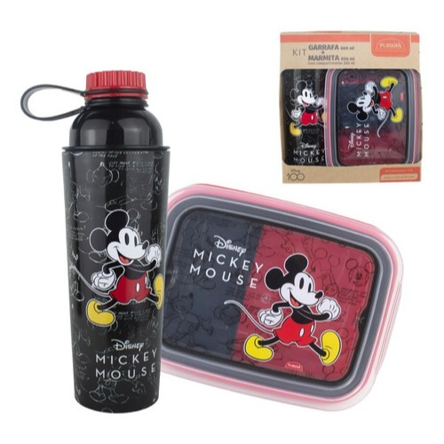 Kit Garrafa sheikeira E Marmita Hermética Homem Aranha / mickey e amigos +  caixa presente