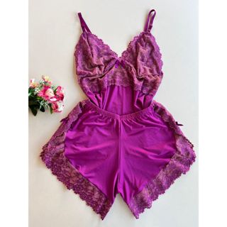 Short Doll Feminino em Renda Bicolor Linha Luxo / Pijama / Baby Doll Confortável Ref: Diandra em Oferta na Shopee