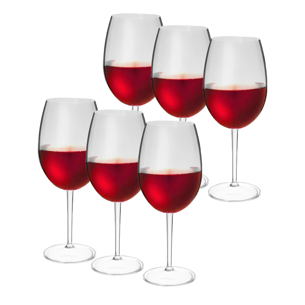 6 Taças para Vinho 600ml Acrílico Cristal de Alta Qualidade Kit com 6pçs