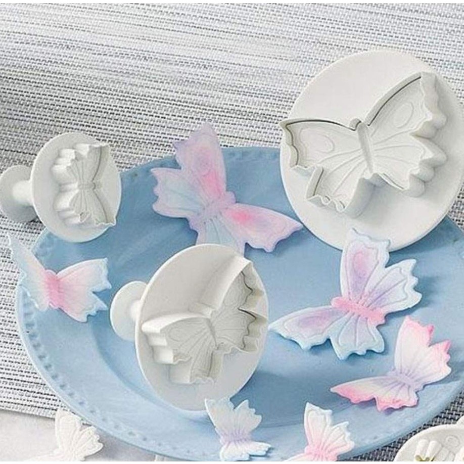 KIT C/3 Cortador Ejetor Borboleta Pasta Americana Biscuit Artigo de Cozinha Confeitaria Arte - 3460