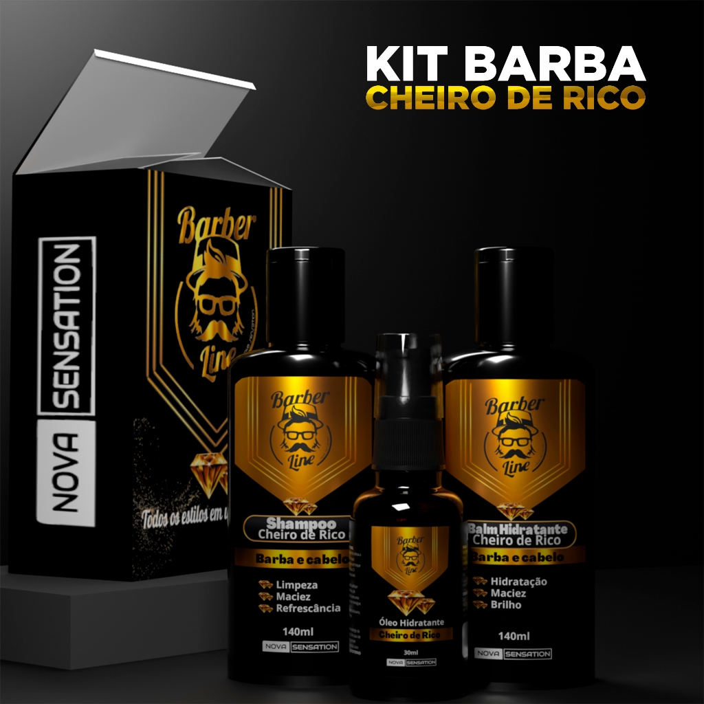 Kit Barba Balm Shampoo Óleo Produtos Para Barba Barbe Sem Frizz