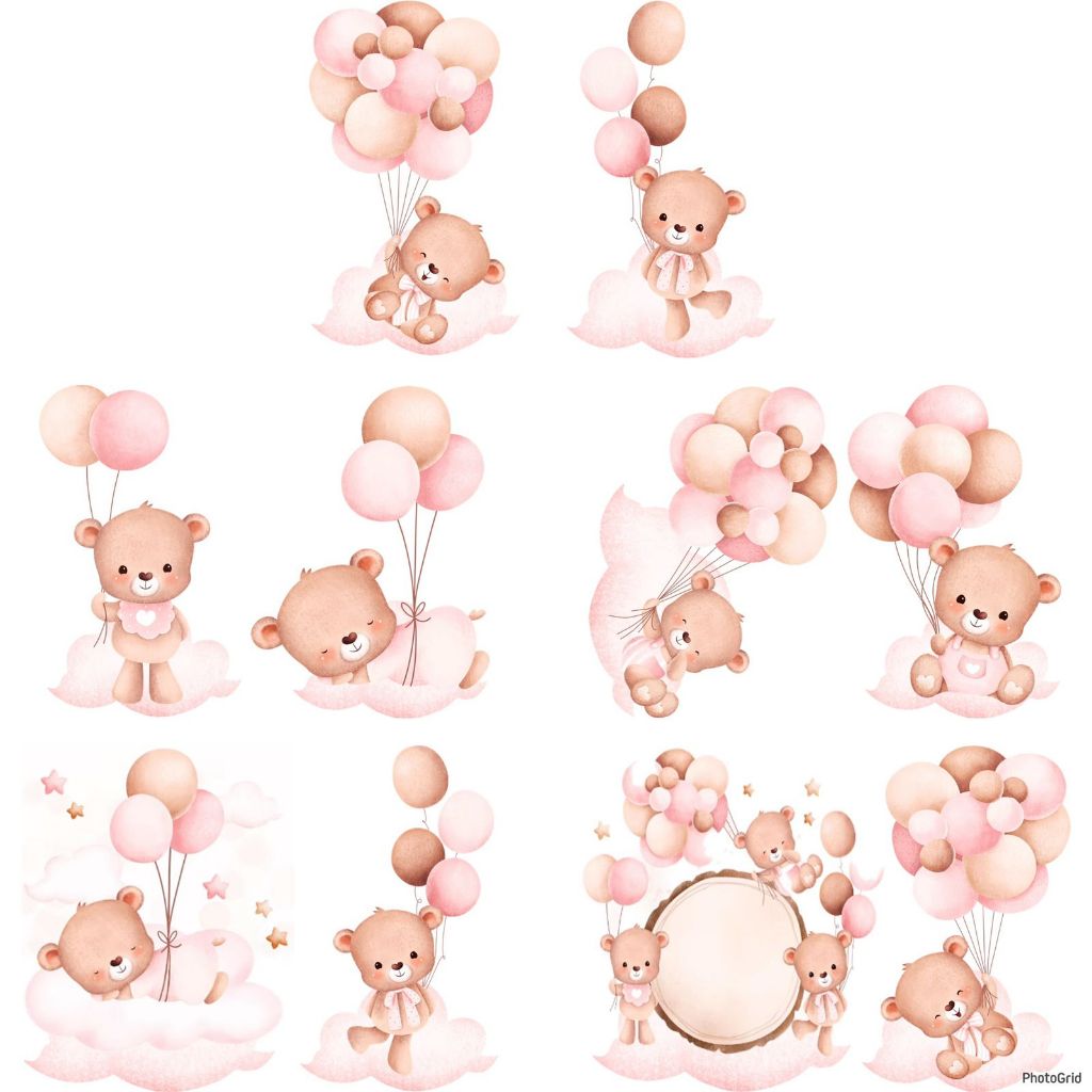 Ursinha Chá de bebê Rosa kit decoração de festa infantil 10 display de 20cm