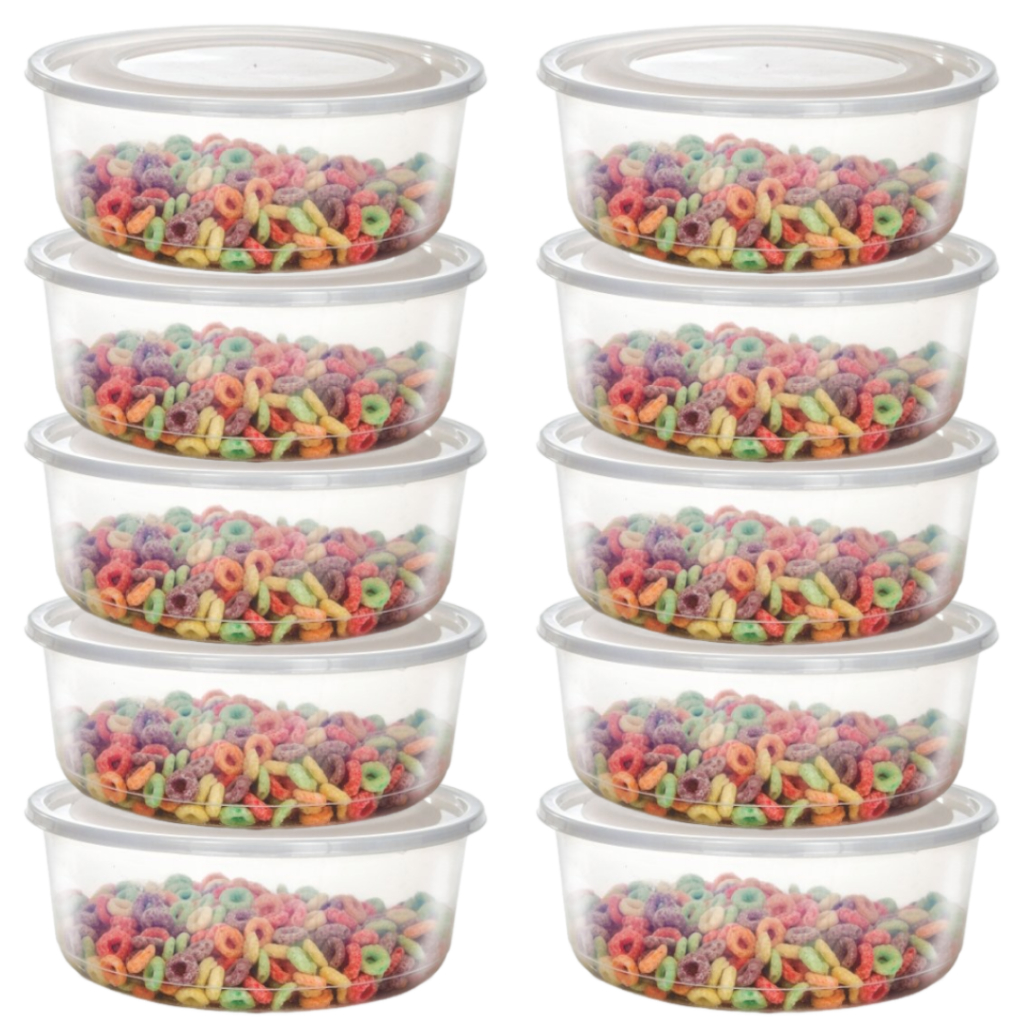 Kit 10 Potes 520ml  Redondo Transparente Marmita Fitness Organizador BPA Free em Oferta na Shopee