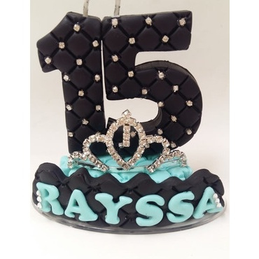 Vela Personalizada 15 Anos  Azul Thiffany, Preto com Tiffany, Tiffany e Prata