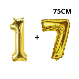 KIT COM 2 BALÕES BEXIGAS NÚMEROS GRANDES 75CM DOURADO FESTA ANIVERSARIO COMEMORAÇÃO em Oferta na Shopee