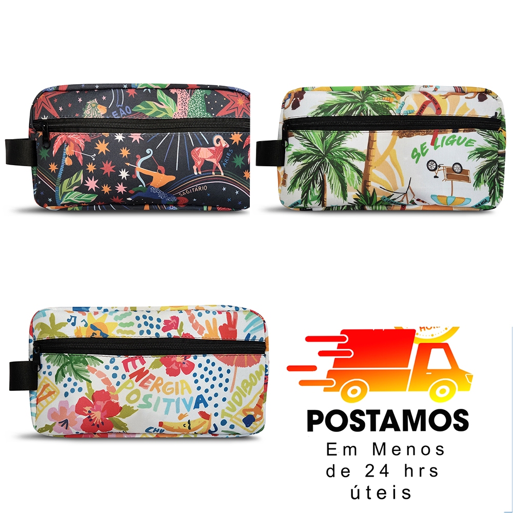 Imagem Necessaire  FLORIDA  06 Bolsa de Mão Bag Multiuso 2 Divisorias  porta celular , estojo maquiagem ,kit viagem Unissex envio rápido Zark  oficial