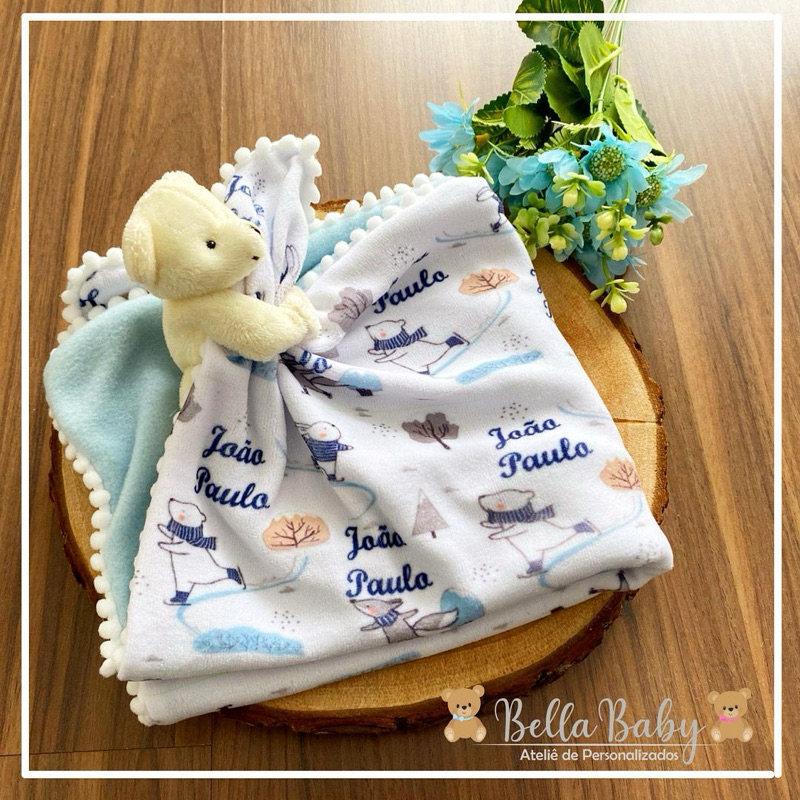 Naninha de Bebê Personalizada com Nome e com Ursinho