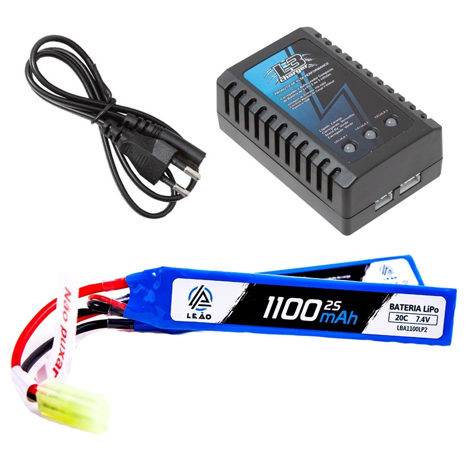 Lipo  7.4v 1100mah 2s 20c + Carregador B3 Balancelador AEG ROSSI QGK  Bivolt MELHOR PRECO MELHOR PRECO