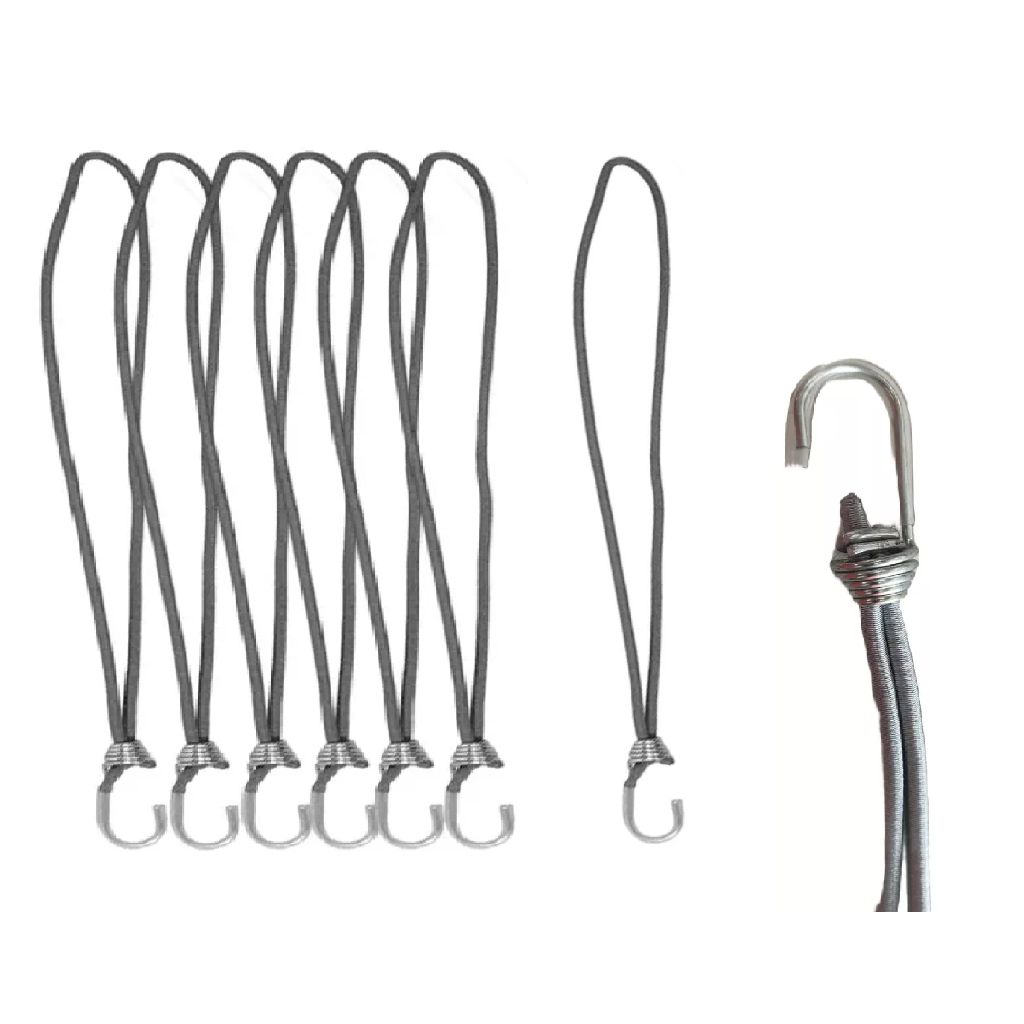 kit Extensor Elástico Corda Fixador Lona Caminhão Moto Carro Carga 40cm Cinza