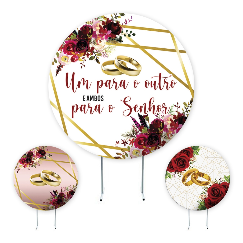 Painel de Festa Casamento, Aliança, Noivado, Painel Redondo, Painel de Festa Redondo, Promoção
