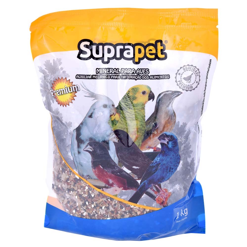 Mineral Premium 1kg Suprapet para Pássaros e Aves Curió Canário Trinca Ferro Pixarro Fonte de Cálcio