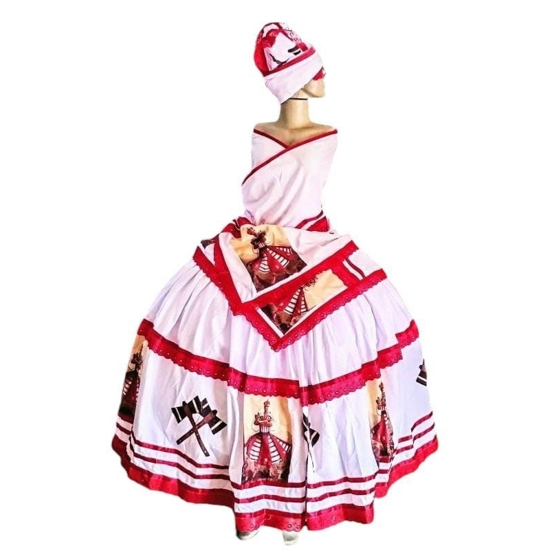 Vestido Xangô Branco e Vermelho - Vestido Roupa de Xangô Ayra