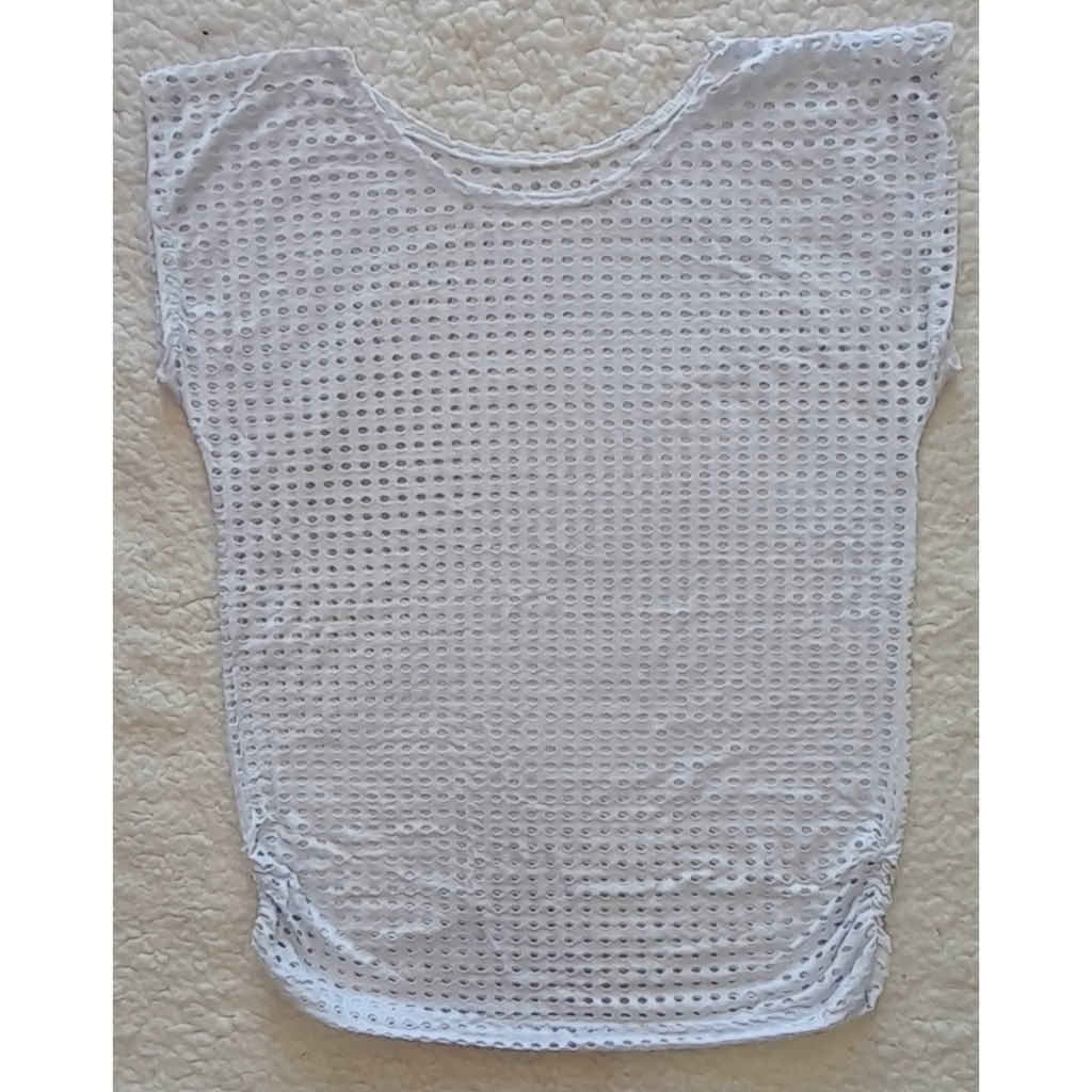 furos pequenos gola careca mangas curtas femininas dançar, praia, correr 96%viscose 4%elástico