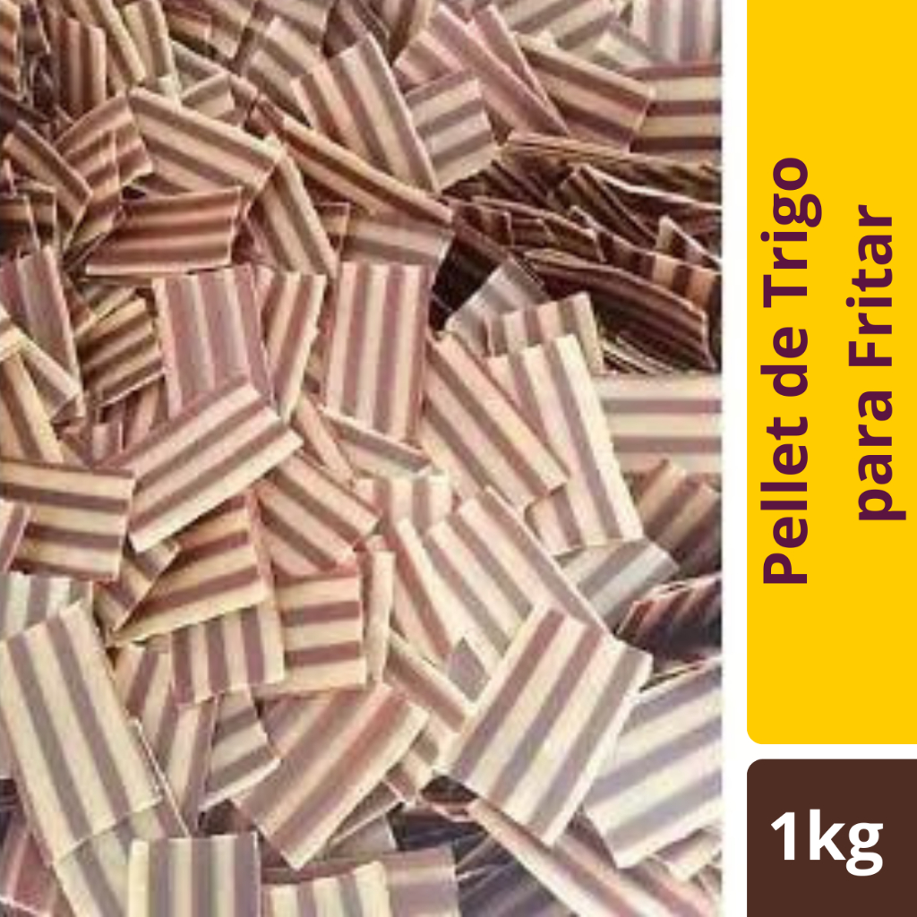 Pellet de Trigo Para Fritar Listrada Crua 1kg Pururuca de Trigo Listrada Fritar Salgadinho de Bacon + Tempero de Bacon