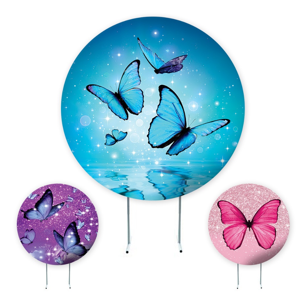 Painel de festa Borboleta, Painel Redondo , Painel de Festa redondo,Sublimado em Oferta na Shopee