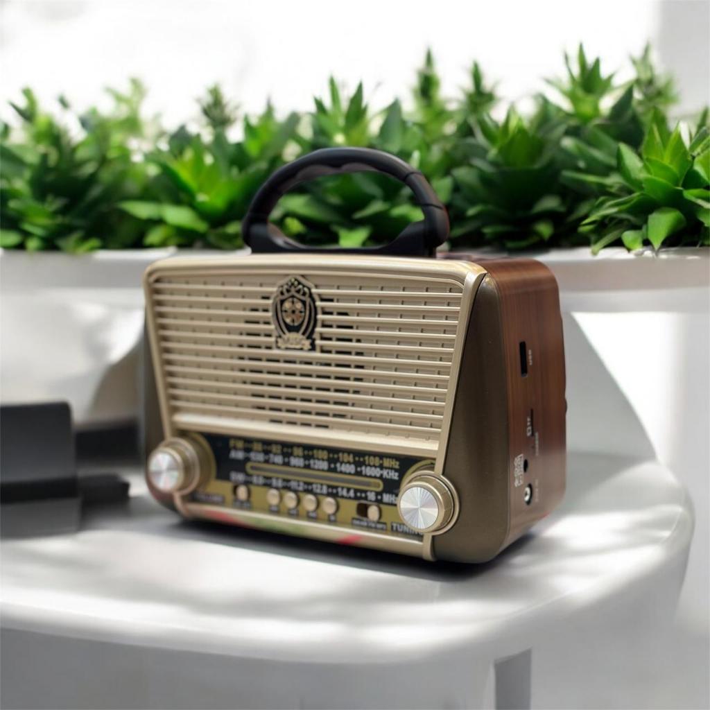 Rádio Retro Vintage Portátil Bluetooth Madeira com Lanterna Recarregável Cabo de Força Bivolt 110 / 220V