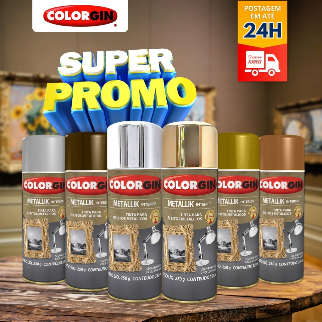 Tinta Spray Metallik Interior 350 Ml Colorgin - Cores em Oferta na Shopee