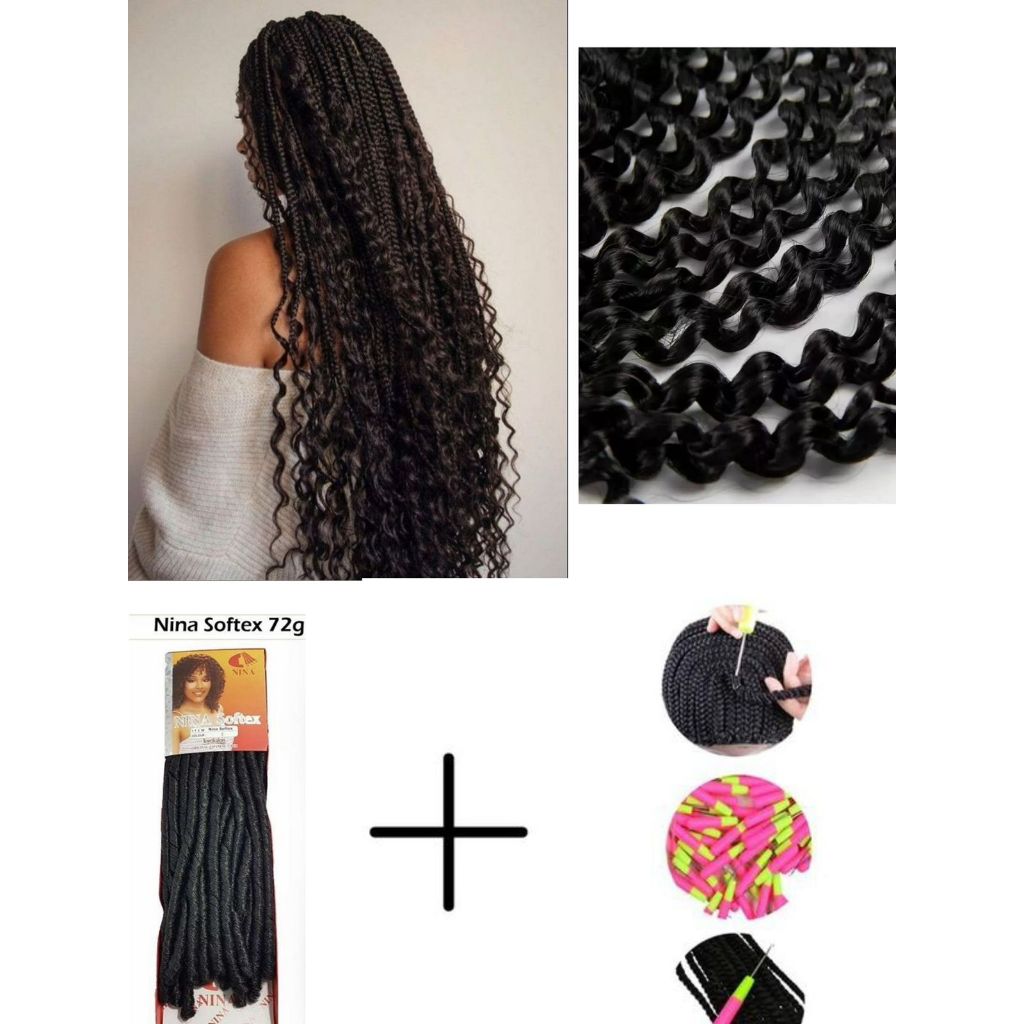Kit 5  Pacotes Cabelo Nina Softex Original Dread Crochet Braids + Agulha para Tranças-- CHEREY