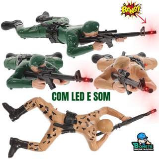 Soldado de brinquedo Rastejante com Fuzil - Efeito Sonoro, Luz e Movimento em Oferta na Shopee