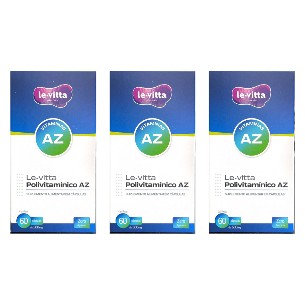 Kit 3x Vitamina A-Z Le Vitta 60 cápsulas 500mg