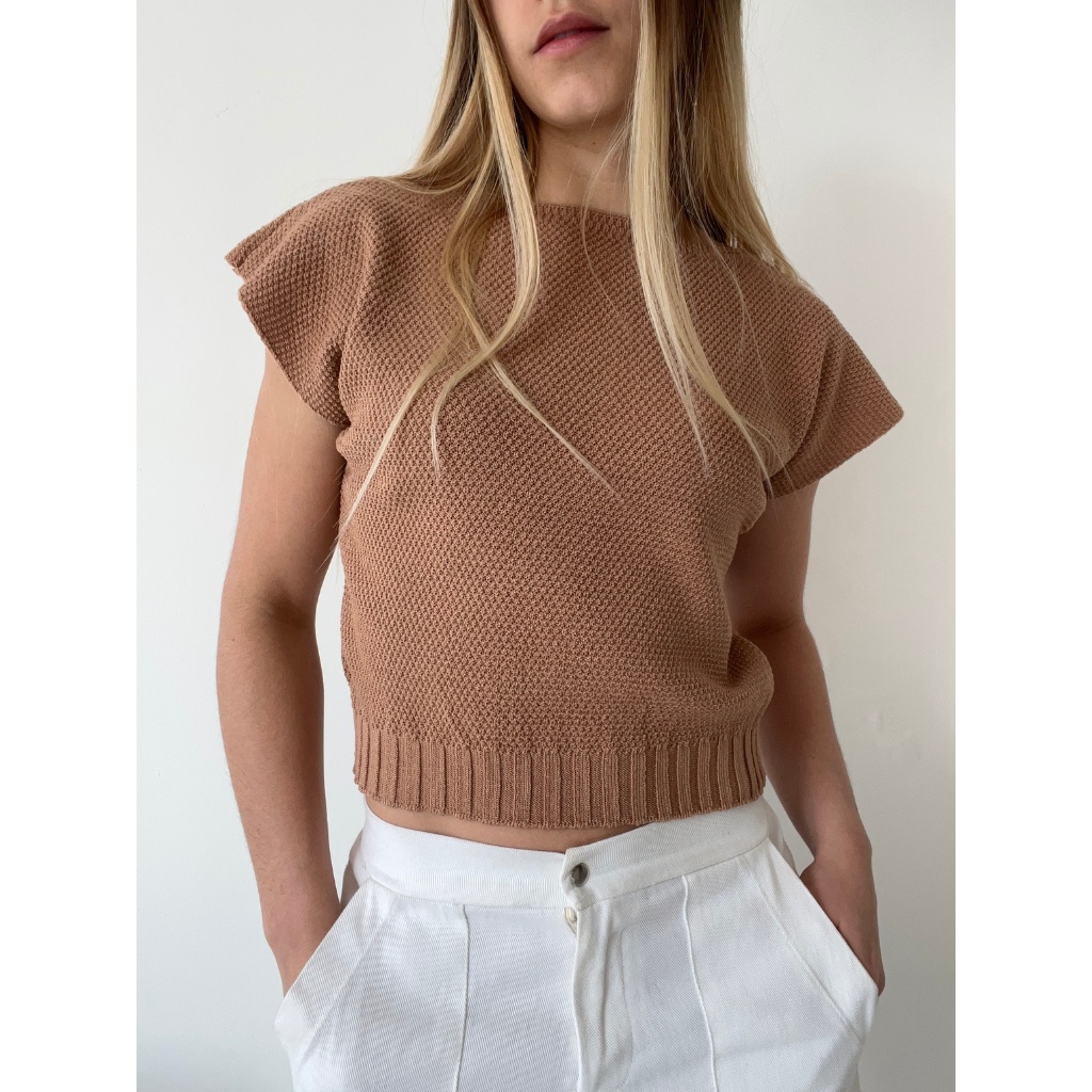 Camiseta Tricot Modal Moda Feminina Tricô Verão Cropped Gola Canoa em Oferta na Shopee