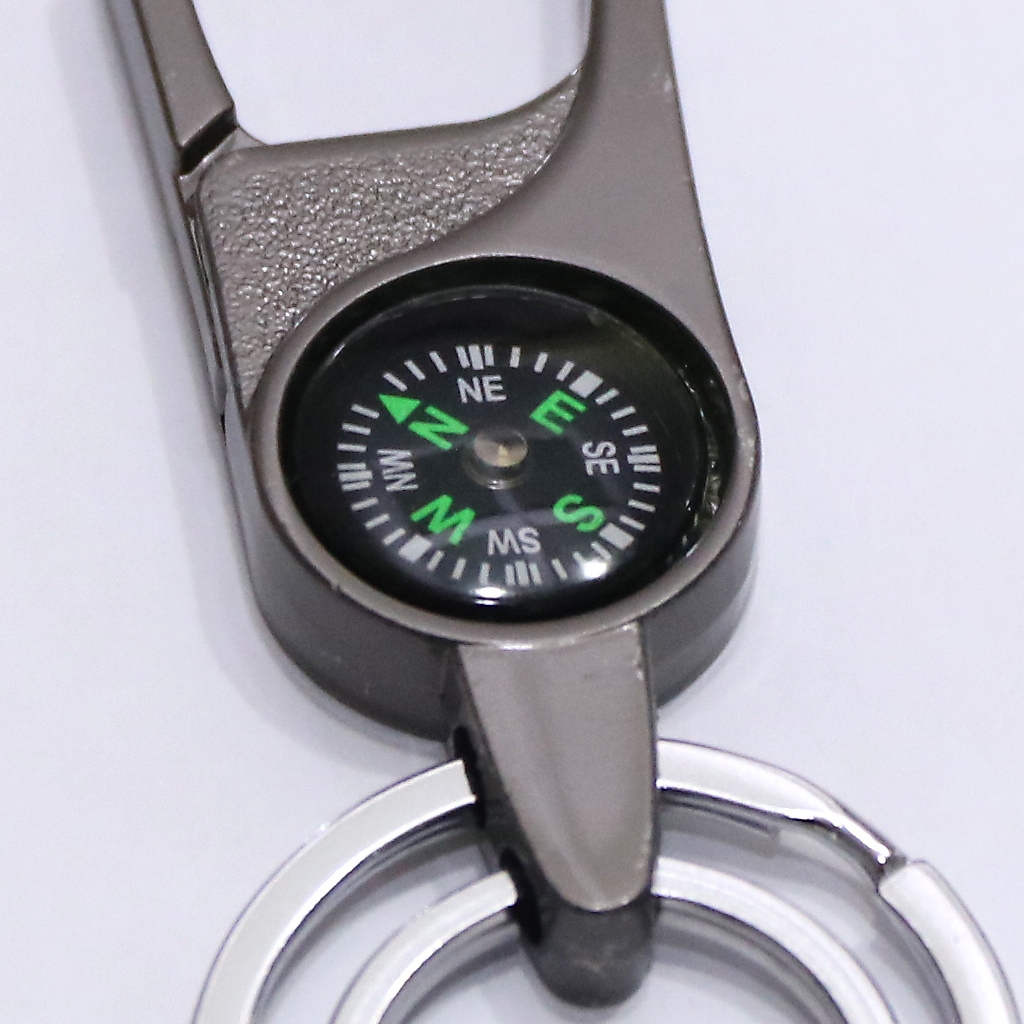 Chaveiro Mosquetão Com Bussola Cinza Chumbo Modelo 8032-2