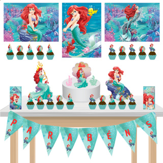 Kit Festa Fácil Kit Só Um Bolinho Princesa Ariel A Pequena Sereia Mêsversário Aniversário em Oferta na Shopee