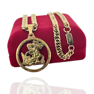 Pingente São Jorge Grande + Colar Corrente Grossa Banhado a Ouro 18k em Oferta na Shopee