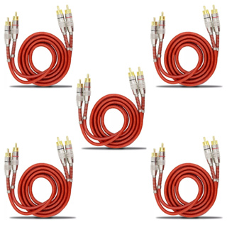 Kit 5 Cabos Rca 1 Metro Blindado Svart Vermelho Cabo 1m Conector Banhado A Ouro em Oferta na Shopee