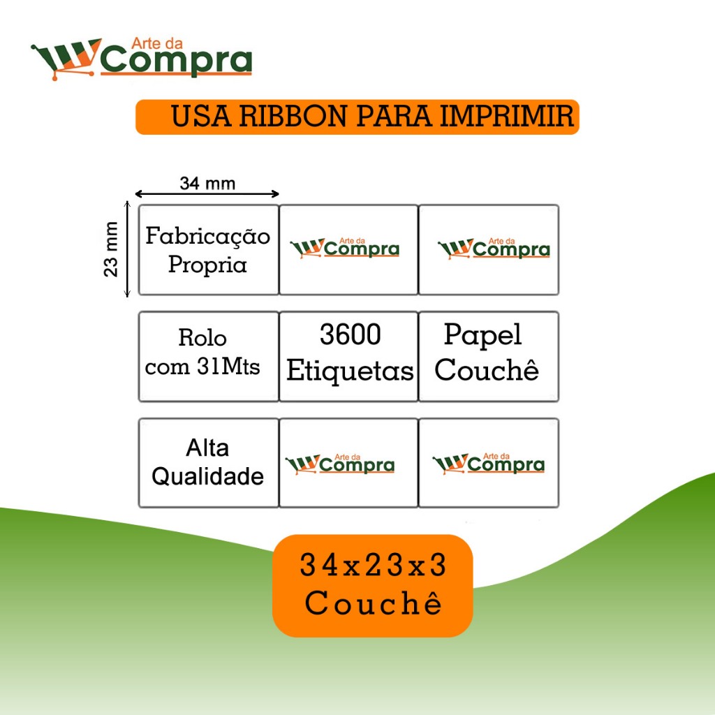 Etiqueta adesiva papel couche branca 34x23x3 (3 colunas) - para código de barras, preços e mais