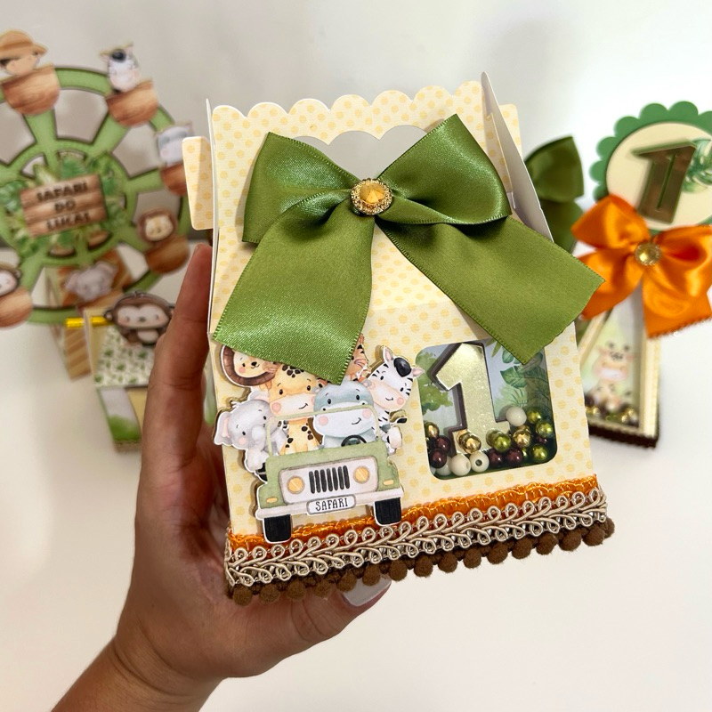 Maletinha Safari Baby | Papelaria Personalizada | Lembrancinha de Aniversário | FAÇO QUALQUER TEMA