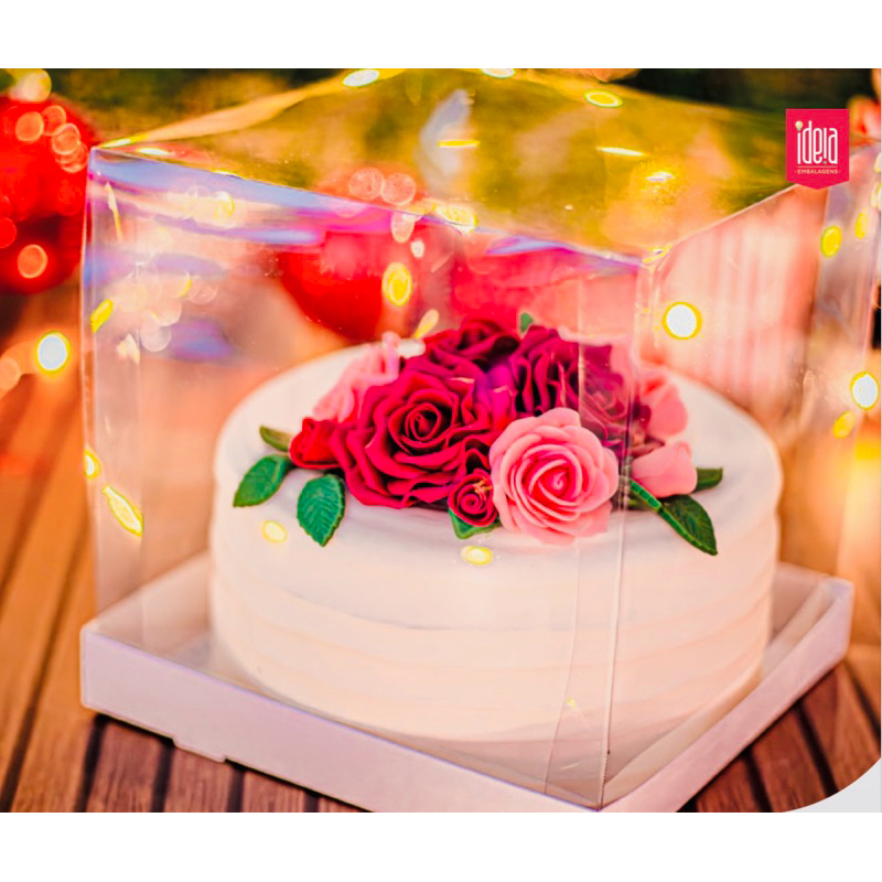 10~50 CAIXAS PARA BOLO 15x15x15 PANETONE 15x15x15 BRANCA COM TAMPA ACETATO