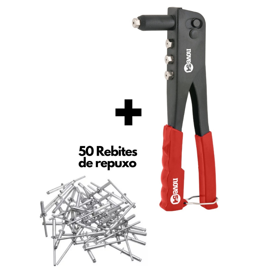 Rebitadeira Tipo Alicate Rebitador Manual + 50 Rebites - Profissional NOVE54 em Oferta na Shopee