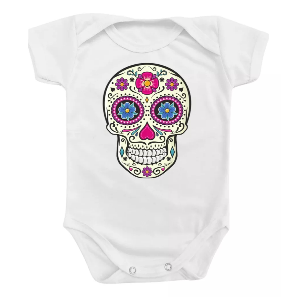 Body Bebe Personalizado Caveira Mexicana Estampa Moda Recem