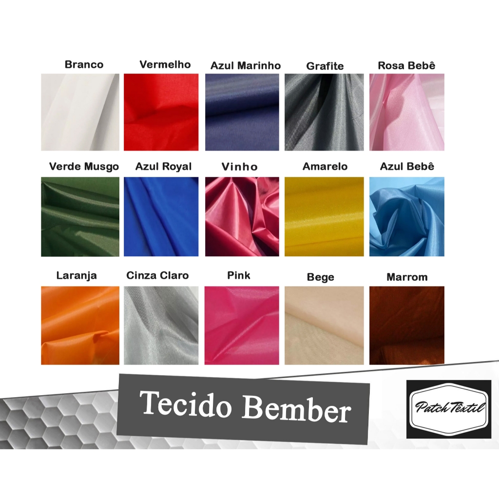 Tecido Bember Nylon 70 Sem Resinado Cores Variadas Forros Bandeiras