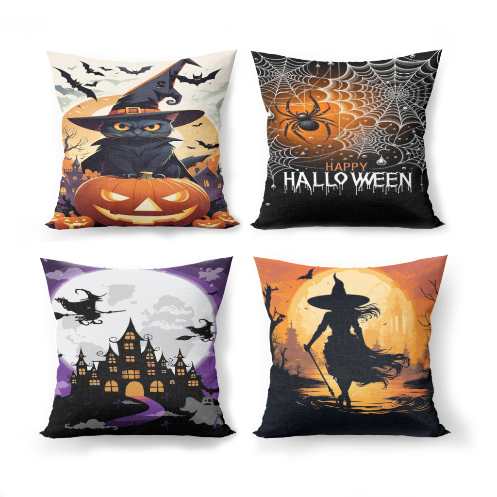 Halloween kit com 4 Capas de Almofadas