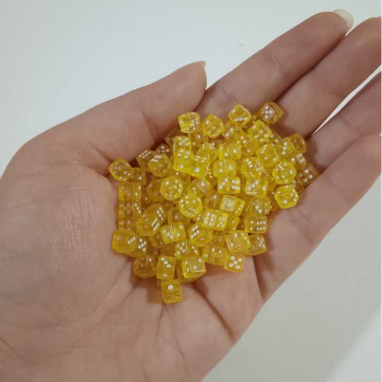 Kit Dados Mini 5mm D6 Amarelo Quadrado RPG Jogo de Tabuleiro Ângulo Direito Ponto Dados Acrílico Papelaria Acessórios Mini D6 5x5x5mm Conjuntos Kit Dados