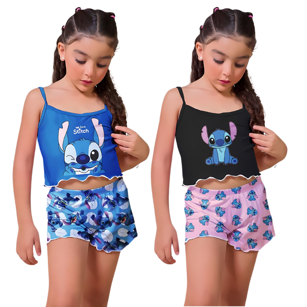 Kit 2 Pijamas Infantil Feminino Roupa de Dormir